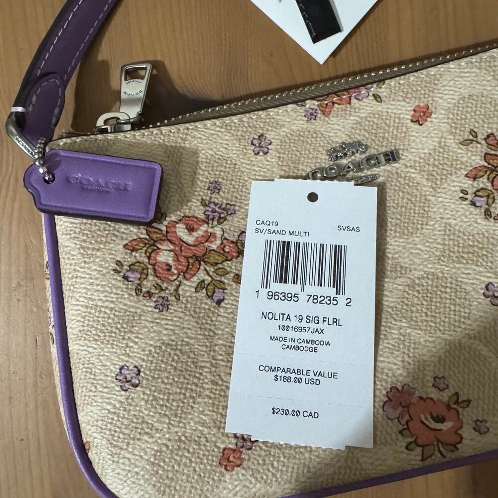 ❤️ Coach Nolita 19 In Signature Canvas With Floral Print - Picture 8 of 13